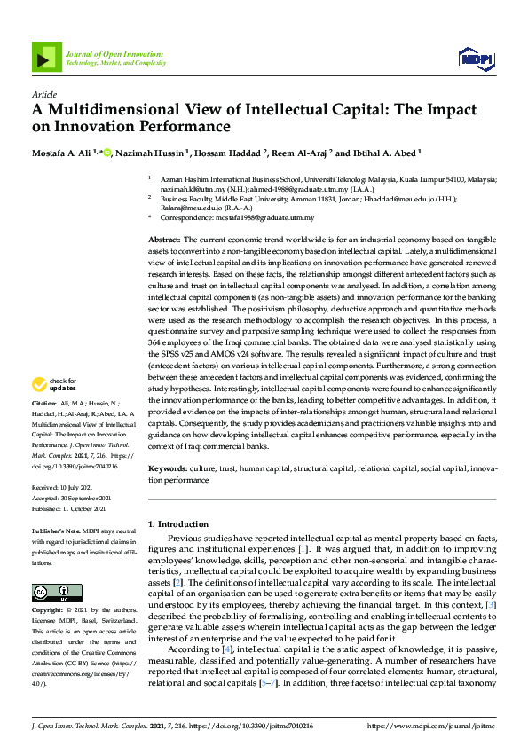 (PDF) A multidimensional view of intellectual capital: the impact on ...
