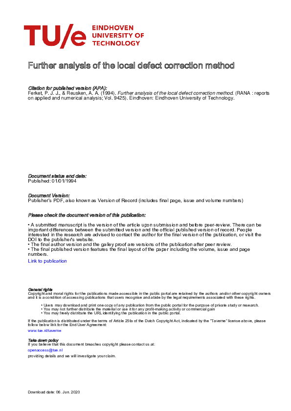 (PDF) Further analysis of the local defect correction method