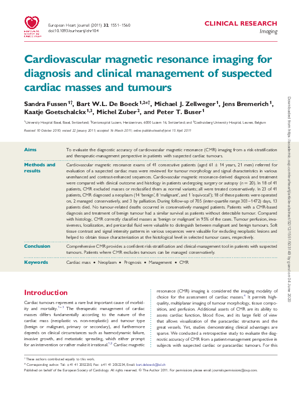 (PDF) Cardiovascular magnetic resonance imaging for diagnosis and ...