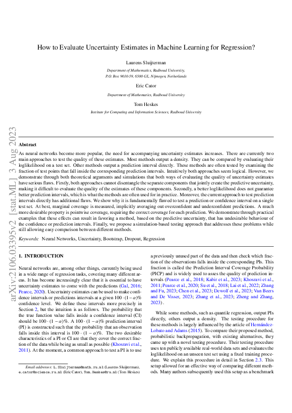 (PDF) How to Evaluate Uncertainty Estimates in Machine Learning for ...