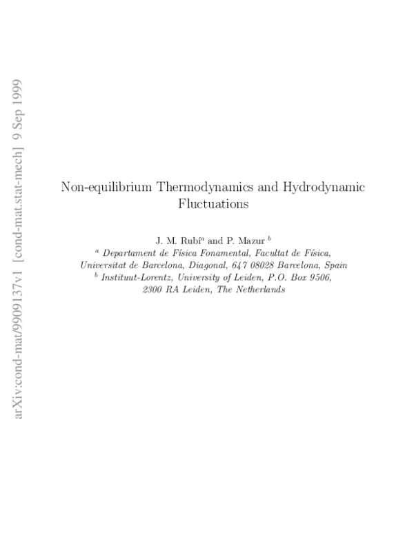(PDF) Nonequilibrium thermodynamics and hydrodynamic fluctuations