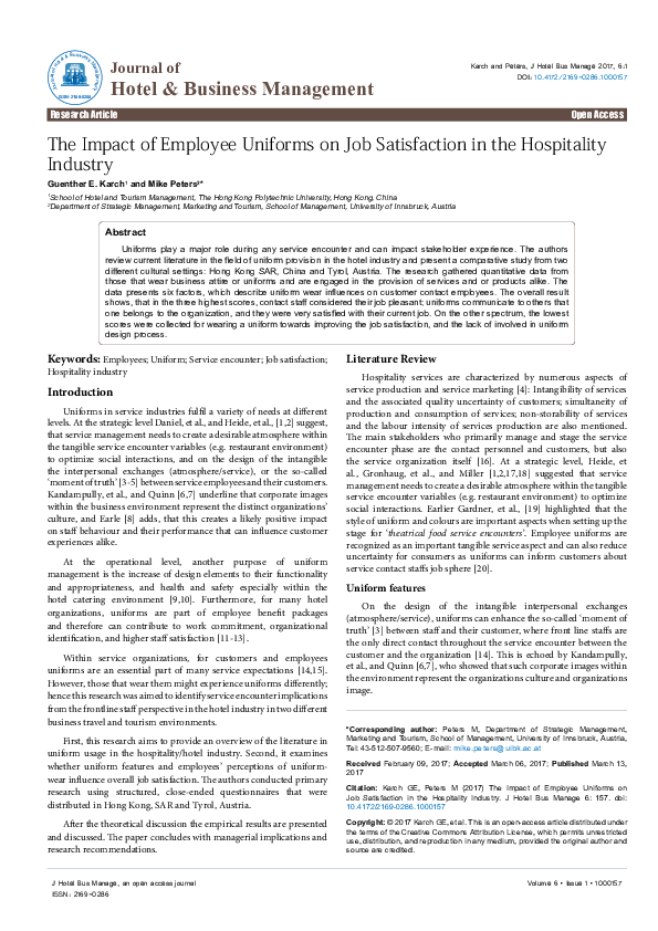 (PDF) The Impact of Employee Uniforms on Job Satisfaction in the ...
