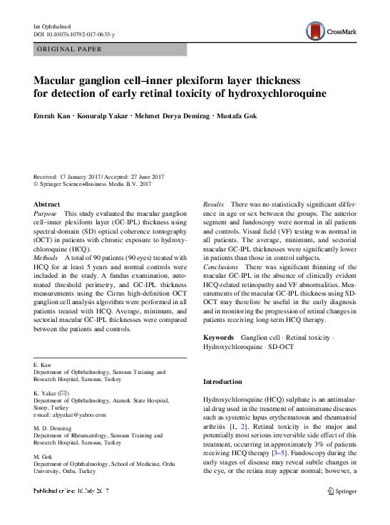 (PDF) Macular ganglion cell-Inner plexiform layer thickness measurement ...