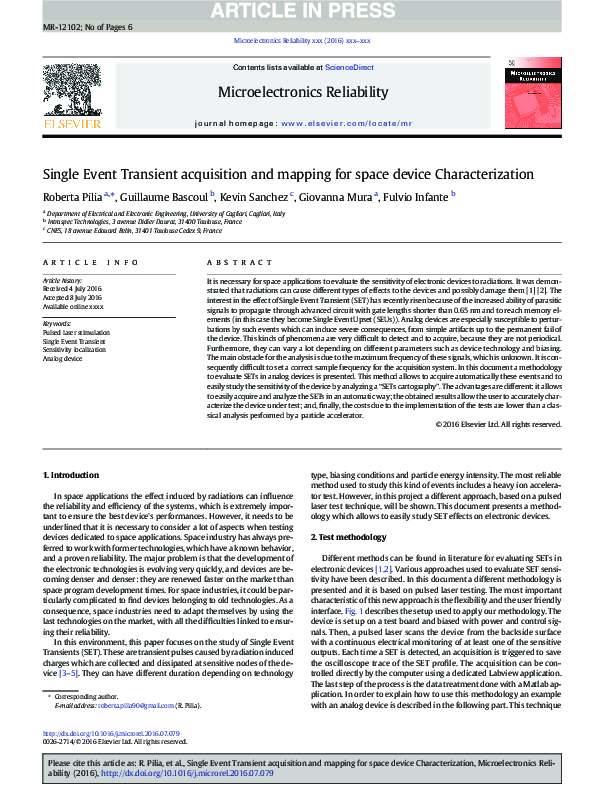 (PDF) Single Event Transient acquisition and mapping for space device ...