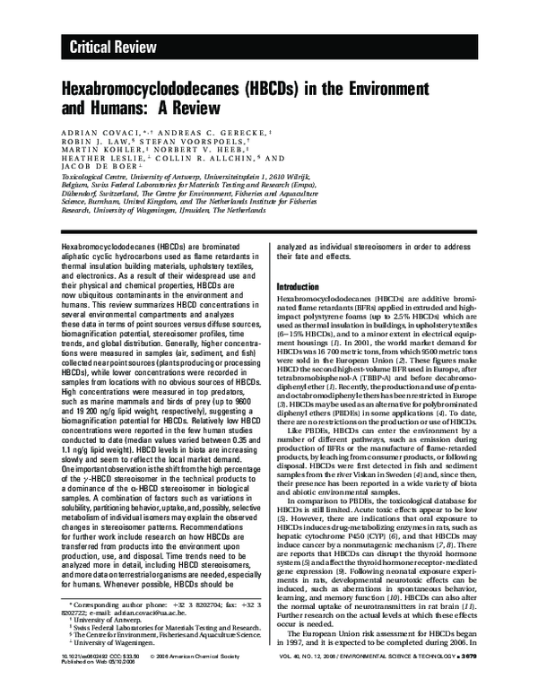 (PDF) Hexabromocyclododecanes (HBCDs) in the Environment and Humans: A ...