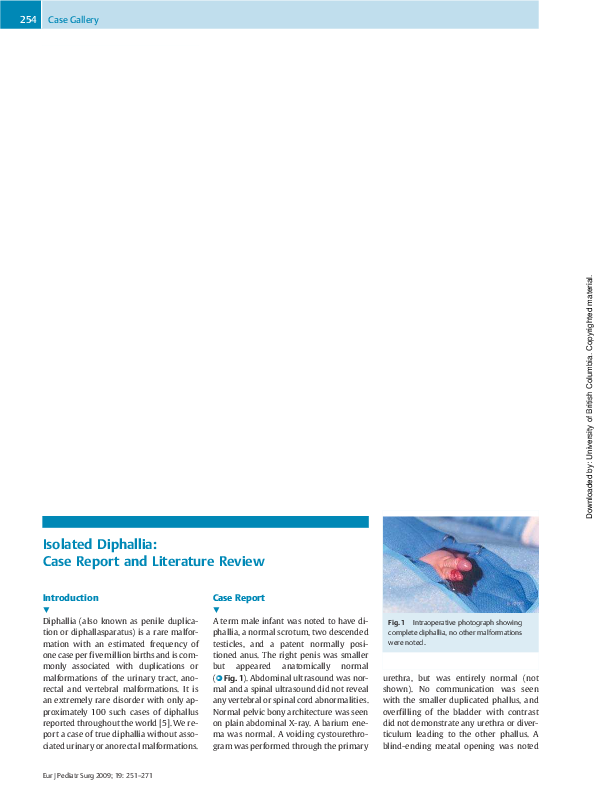 (PDF) Isolated Diphallia: Case Report and Literature Review