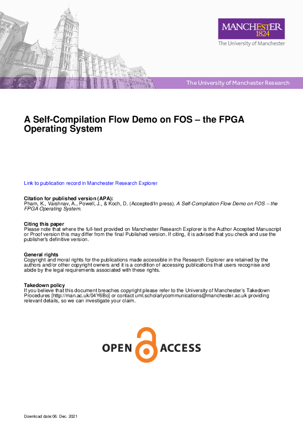 (PDF) A Self-Compilation Flow Demo on FOS – The FPGA Operating System