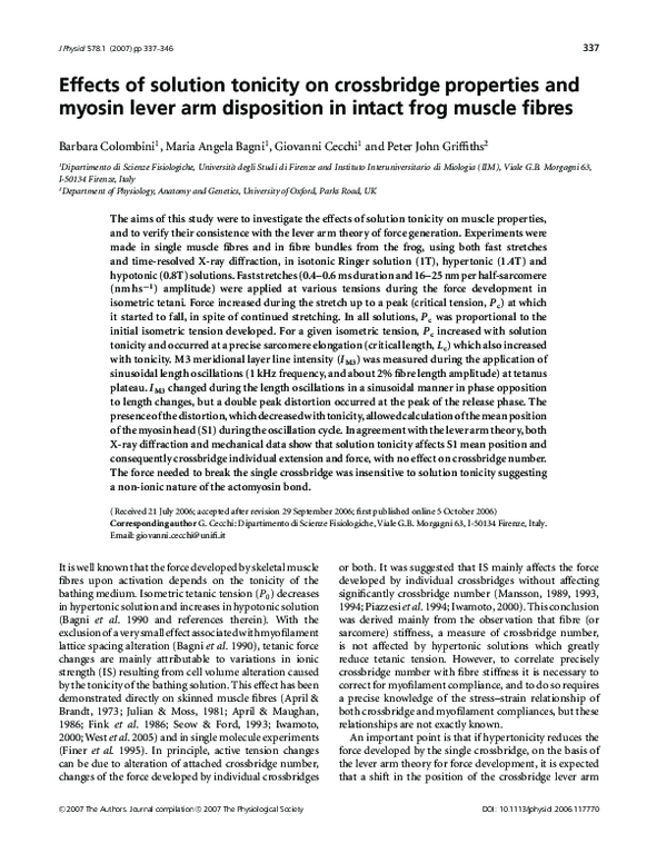 (PDF) Effects of solution tonicity on crossbridge properties and myosin ...