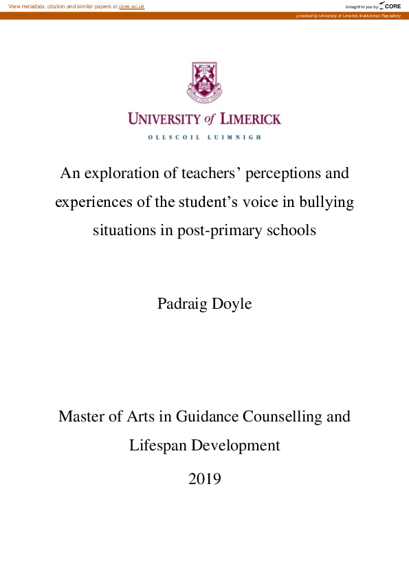 (PDF) An exploration of teachers’ perceptions and experiences of the ...