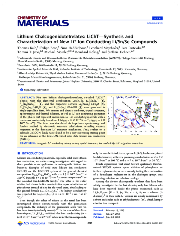 (PDF) Lithium Chalcogenidotetrelates: LiChT—Synthesis and ...