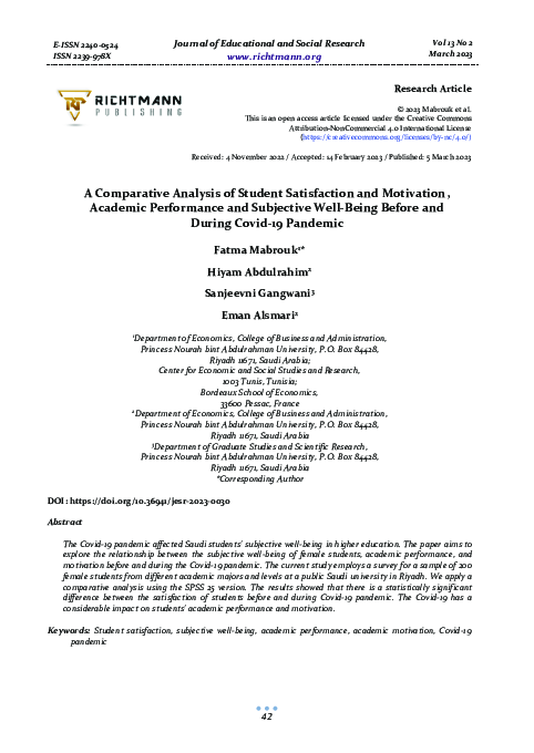 (PDF) A Comparative Analysis of Student Satisfaction and Motivation ...
