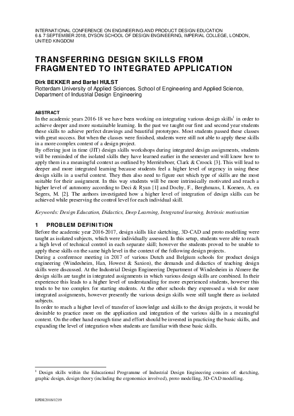 (PDF) Transferring Design Skills from Fragmented to Integrated Application