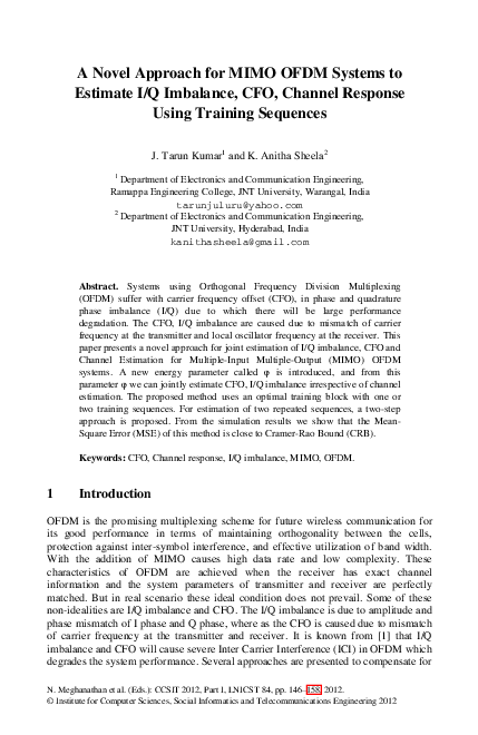 (PDF) A Novel Approach for MIMO OFDM Systems to Estimate I/Q Imbalance ...
