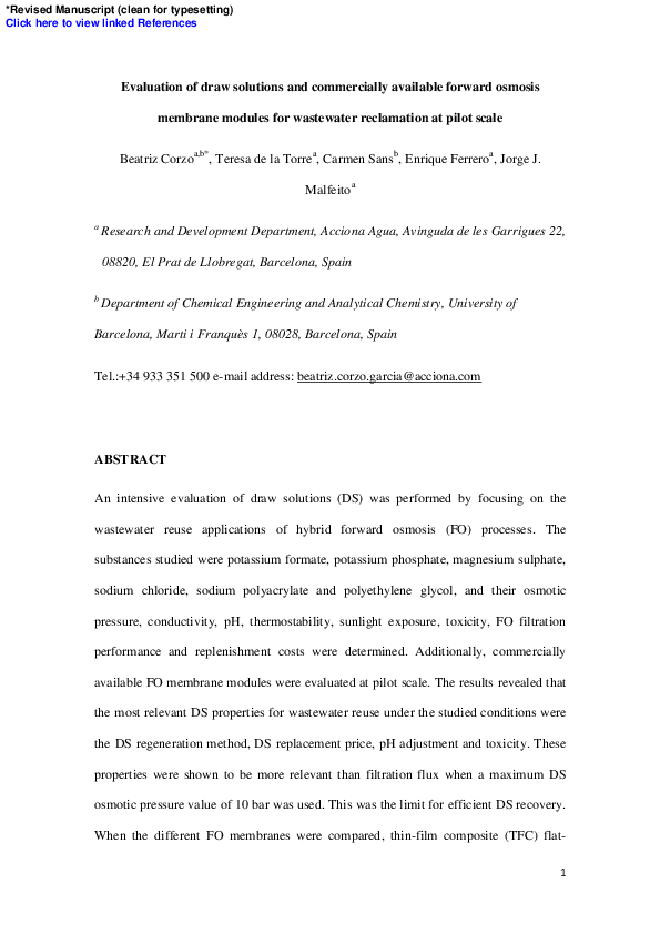 (PDF) Evaluation of draw solutions and commercially available forward ...