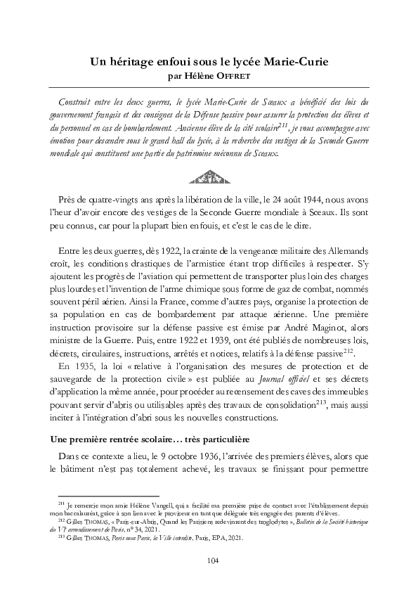 (PDF) Un héritage enfoui sous le lycée Marie Curie