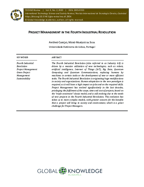 (PDF) Project Management in the Fourth Industrial Revolution