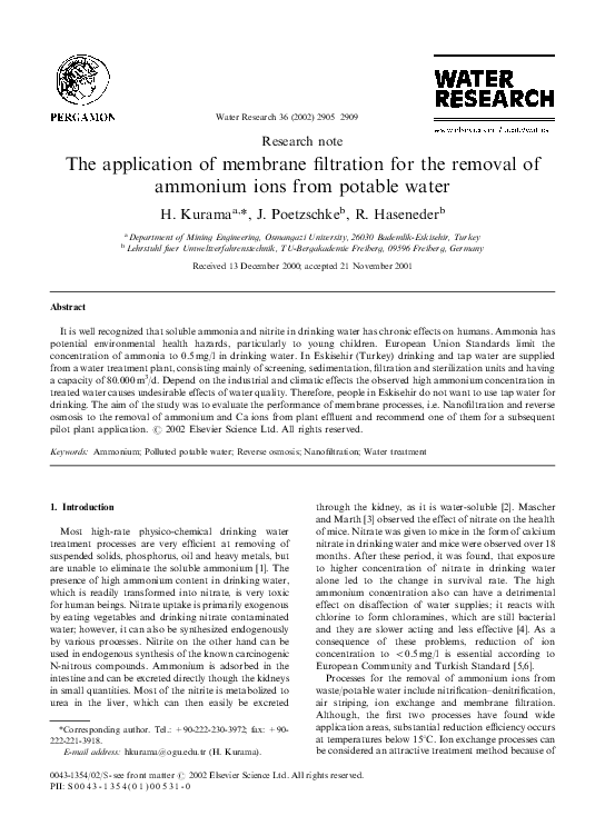 (PDF) The application of membrane filtration for the removal of ...