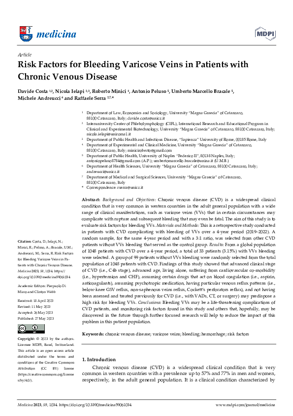 (PDF) Risk Factors for Bleeding Varicose Veins in Patients with Chronic ...