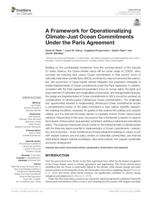 (PDF) A Framework for Operationalizing Climate-Just Ocean Commitments ...