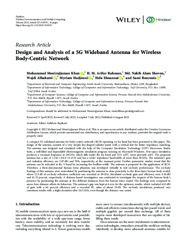 (PDF) Design and Analysis of a 5G Wideband Antenna for Wireless Body ...
