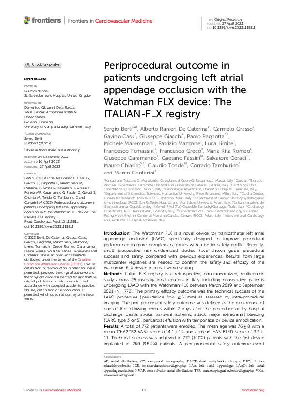 (PDF) Periprocedural outcome in patients undergoing left atrial ...