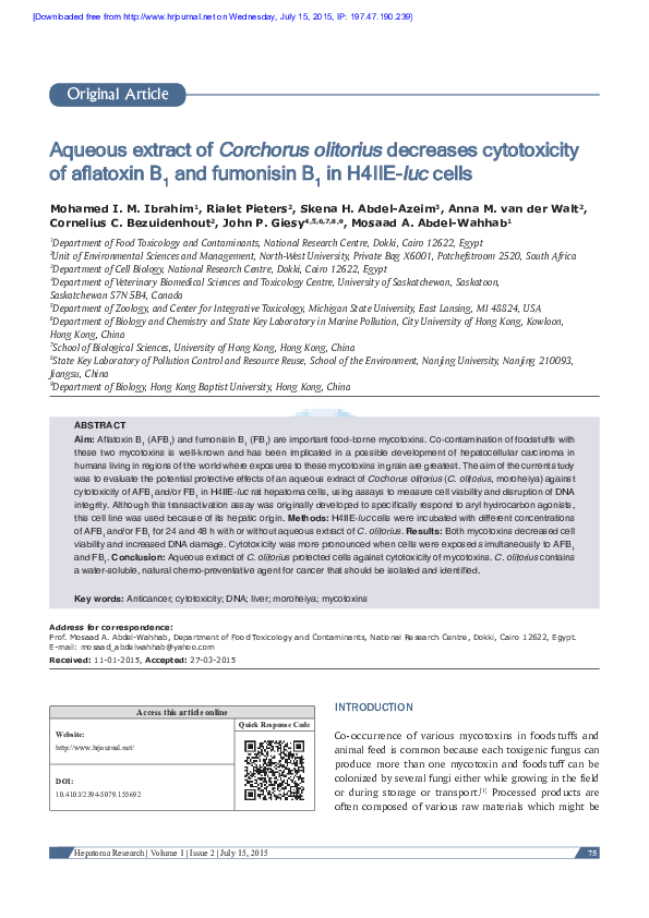 (PDF) Aqueous extract of Corchorus olitorius decreases cytotoxicity of ...