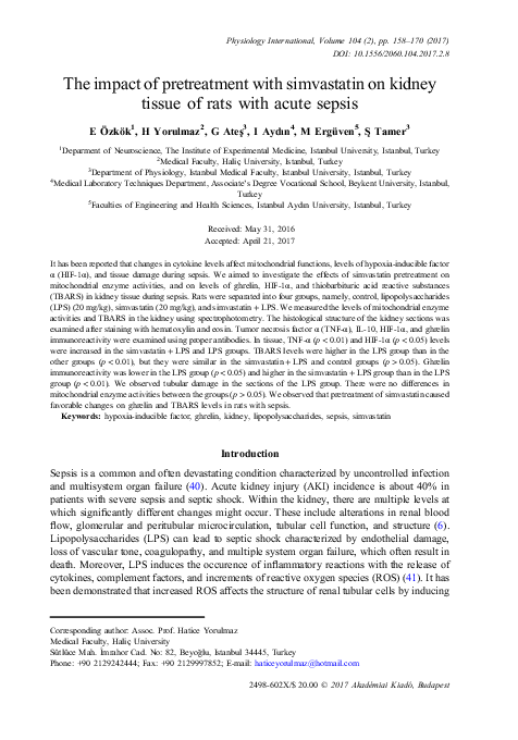 (PDF) The impact of pretreatment with simvastatin on kidney tissue of ...