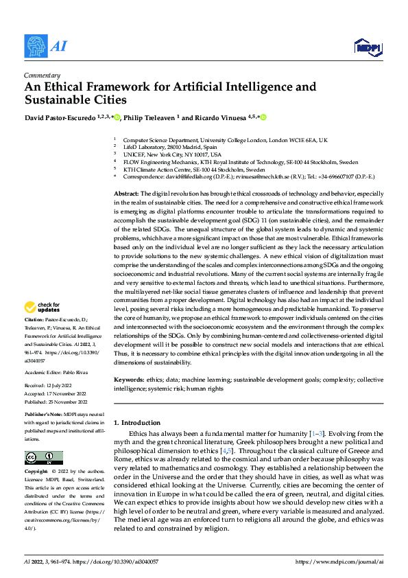 (PDF) An Ethical Framework for Artificial Intelligence and Sustainable ...