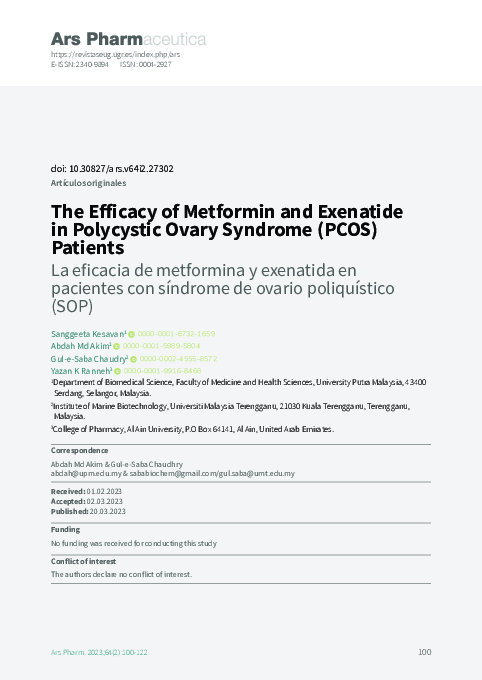 (PDF) The Efficacy of Metformin and Exenatide in Polycystic Ovary ...