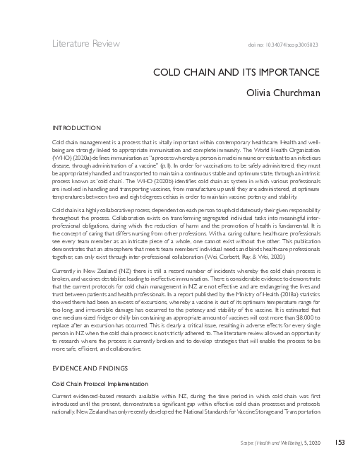 (PDF) Cold Chain and its Importance