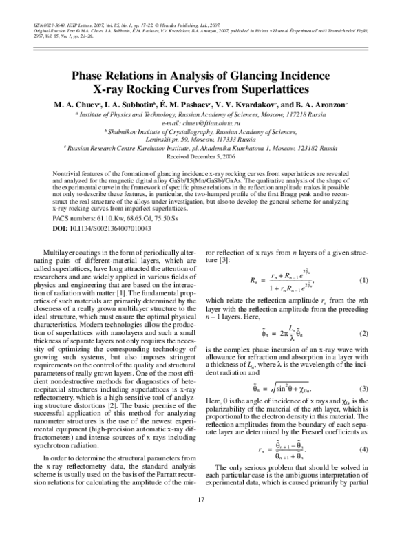 (PDF) Phase relations in analysis of glancing incidence X-ray rocking ...