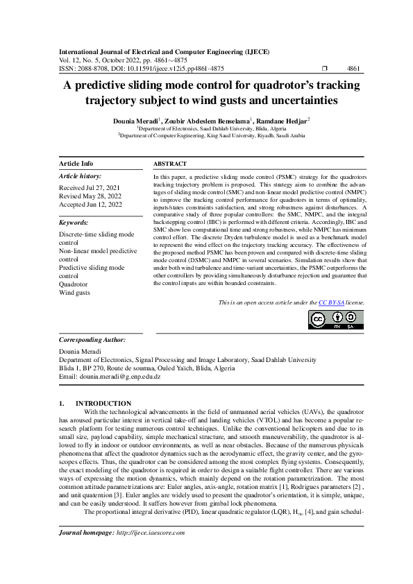 (PDF) A predictive sliding mode control for quadrotor’s ...