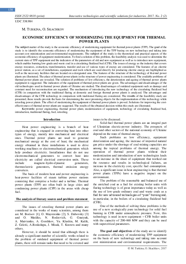 (PDF) Economic Efficiency of Modernizing the Equipment for Thermal ...