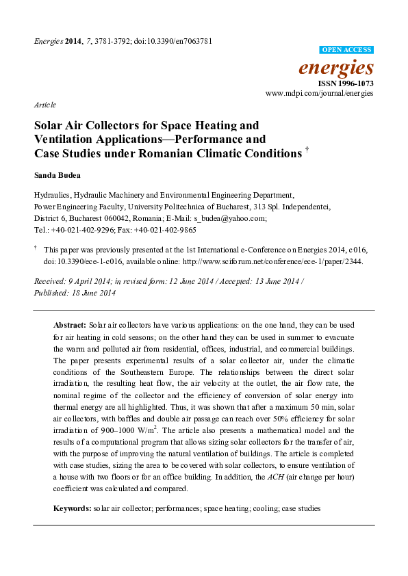 (PDF) Solar Air Collectors for Space Heating and Ventilation ...