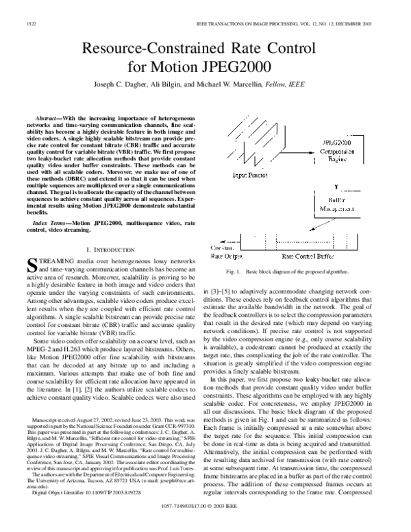 (PDF) Resource-constrained rate control for motion JPEG2000