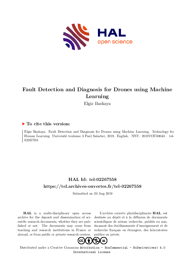 (PDF) Fault Detection and Diagnosis for Drones using Machine Learning