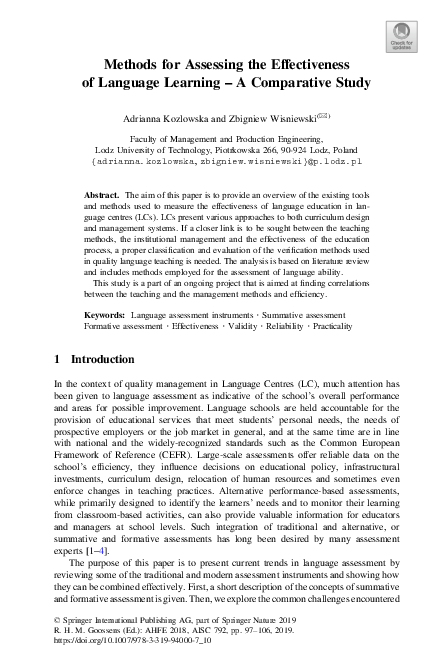 (PDF) Methods for Assessing the Effectiveness of Language Learning – A ...