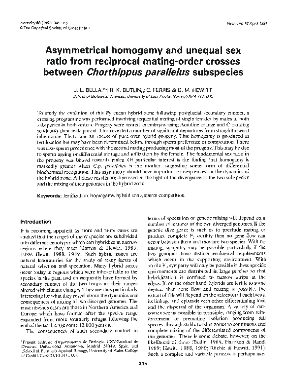 (PDF) Asymmetrical homogamy and unequal sex ratio from reciprocal ...