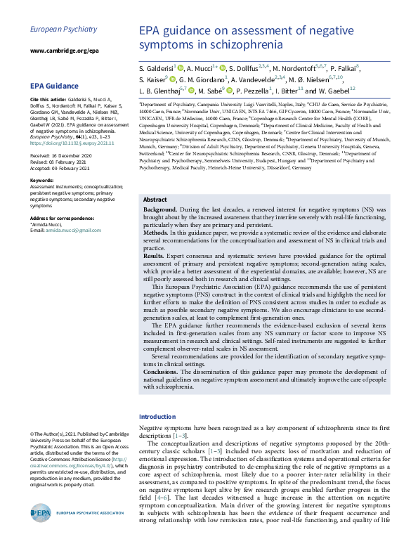 (PDF) EPA guidance on assessment of negative symptoms in schizophrenia