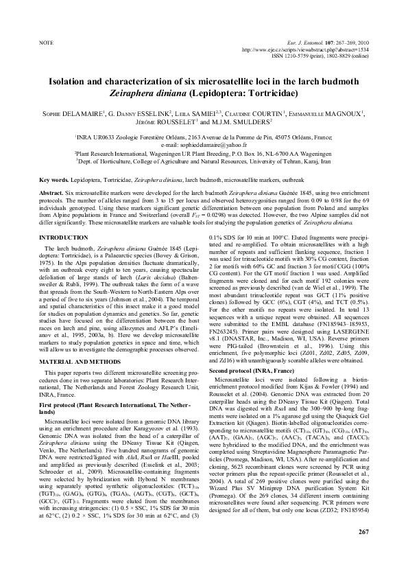 (PDF) Isolation and characterization of six microsatellite loci in the ...