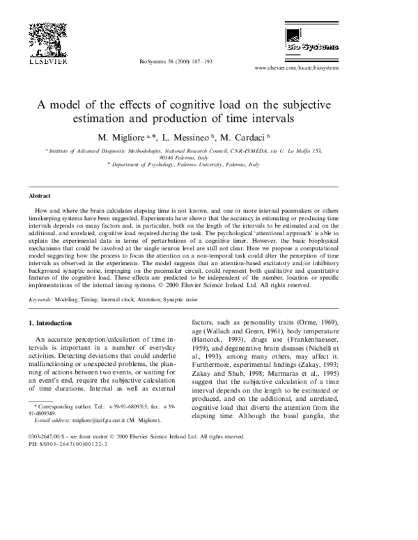 (PDF) A model of the effects of cognitive load on the subjective ...