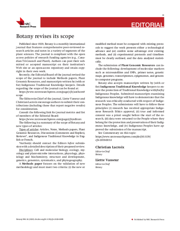 (PDF) Botany revises its scope
