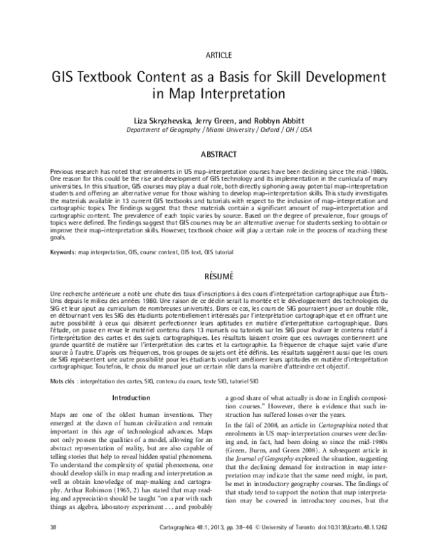 (PDF) GIS Textbook Content as a Basis for Skill Development in Map ...