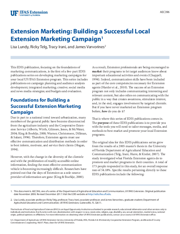 (PDF) Extension Marketing: Building a Successful Local Extension ...