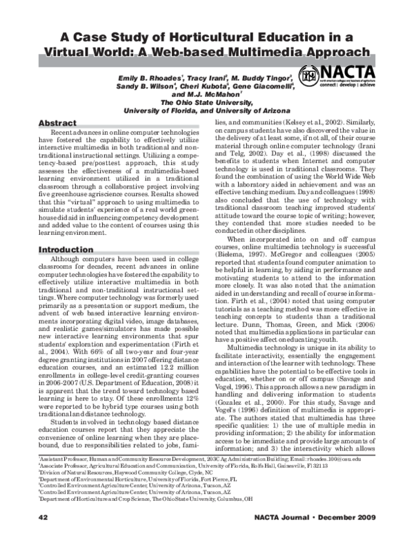 (PDF) A case study of horticulture education in a virtual world: a web ...