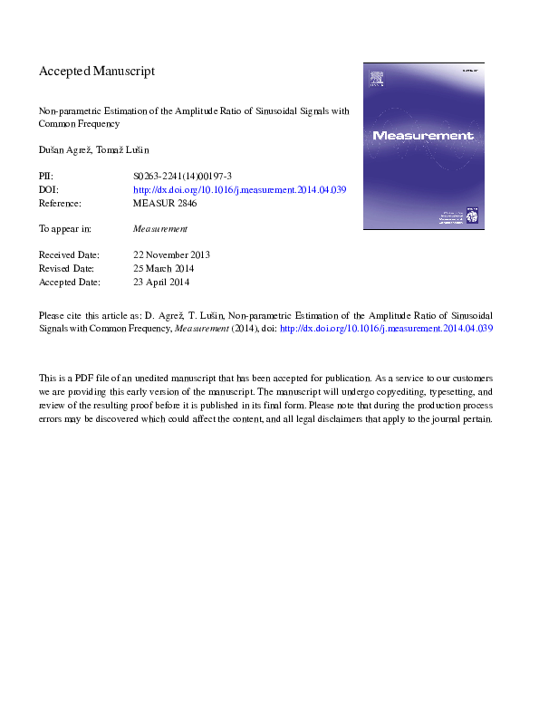 (PDF) Non-parametric Estimation of the Amplitude Ratio of Sinusoidal ...