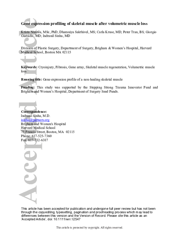 (PDF) Gene Expression Profiling of Skeletal Muscle After Eccentric Exercise