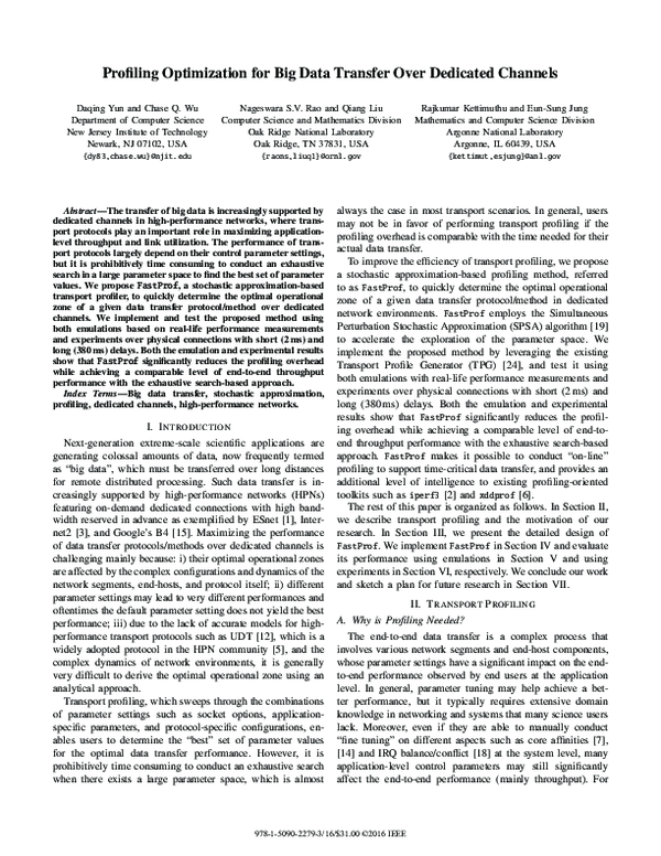 (PDF) Profiling Optimization for Big Data Transfer over Dedicated Channels