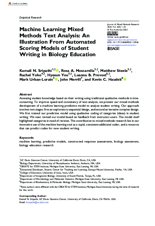 (PDF) Machine Learning Mixed Methods Text Analysis: An Illustration ...