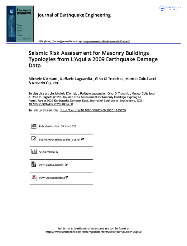 (PDF) Seismic Risk Assessment for Masonry Buildings Typologies from L ...
